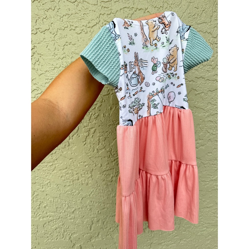 Winnie the Pooh Easter Friends Character Tiered Dress Pink‎ Green Kids